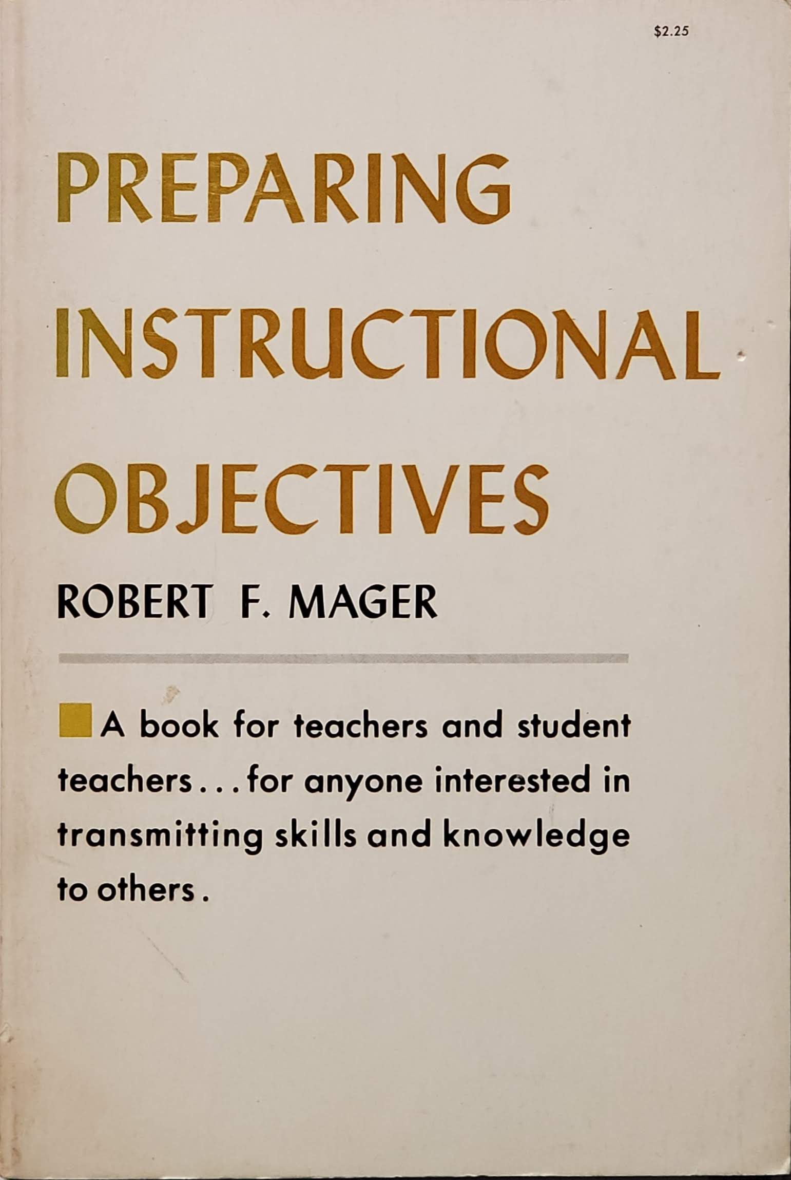 Cover of Preparing Instructional Objectives